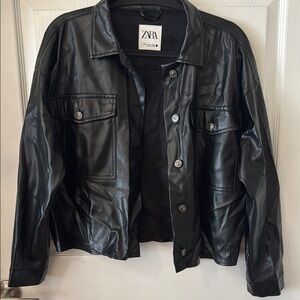 Zara Black Leather Jacket/Shacket